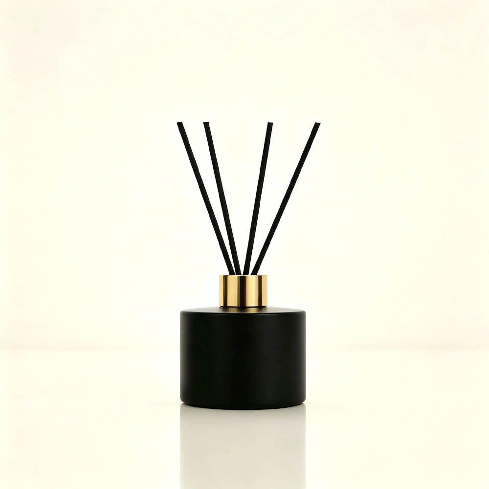 Empty Cylinder Round Aroma Reed Diffuser Bottle with Gold/Silver/Black Caps