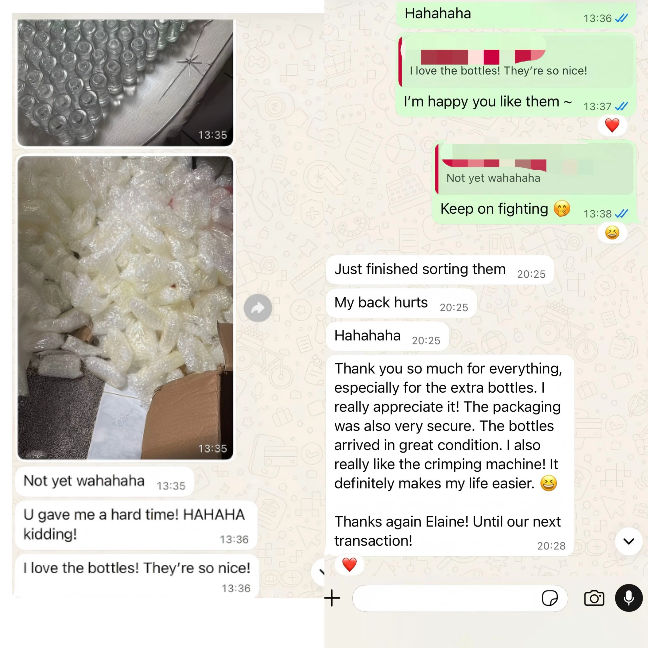 Glass perfume bottle customer review for Maywin Glass